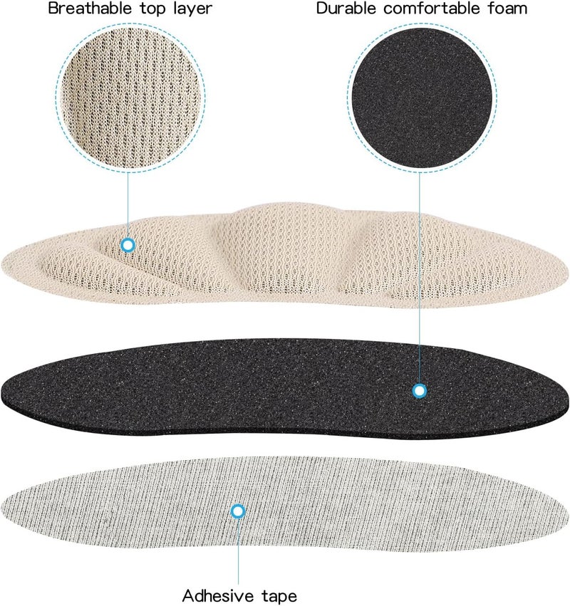 Huethy Back of Heel Cushion Inserts, Mesh Grips Pads for Boots, Loose Shoes Too Big, Reusable Adhesive Heel Guards Liners for Women Men, Improve Shoe Fit, 4PCS-Beige - Image 5